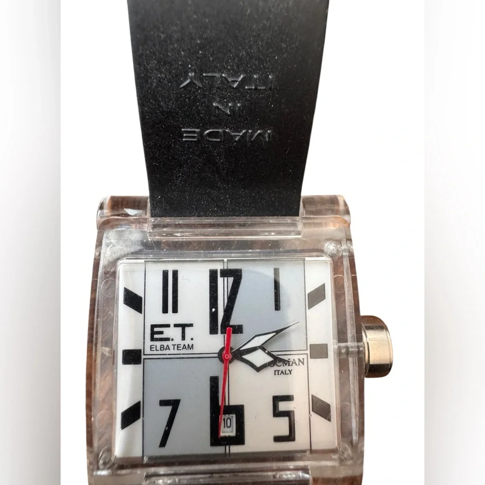 ELBA TEAM ET-380 LOCMAN WATCH - White/Gray Face, Black Band Needs Battery